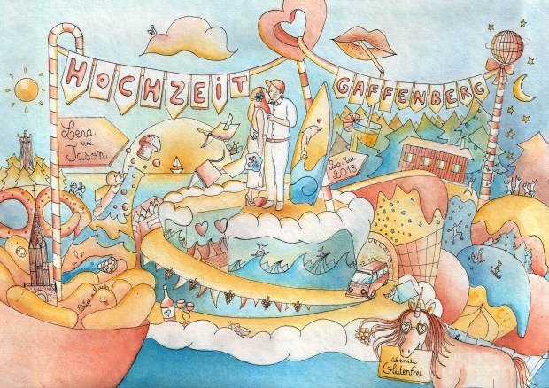 Commande pour une invitation de mariage.
Coloration à l'aquarelle